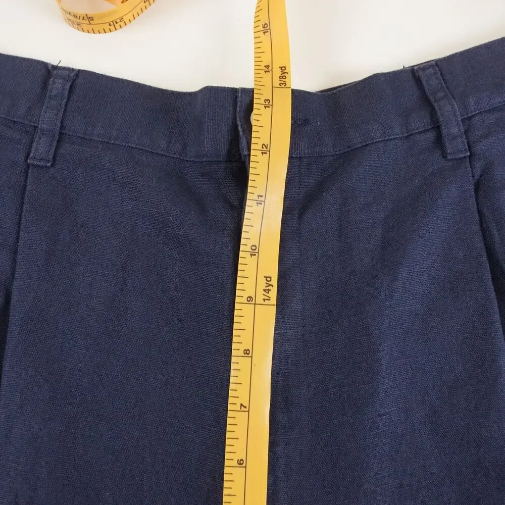 Vintage Eddie Bauer High Waist Pleated Linen Cotton Blend Blue Pants Sz 40 x 30